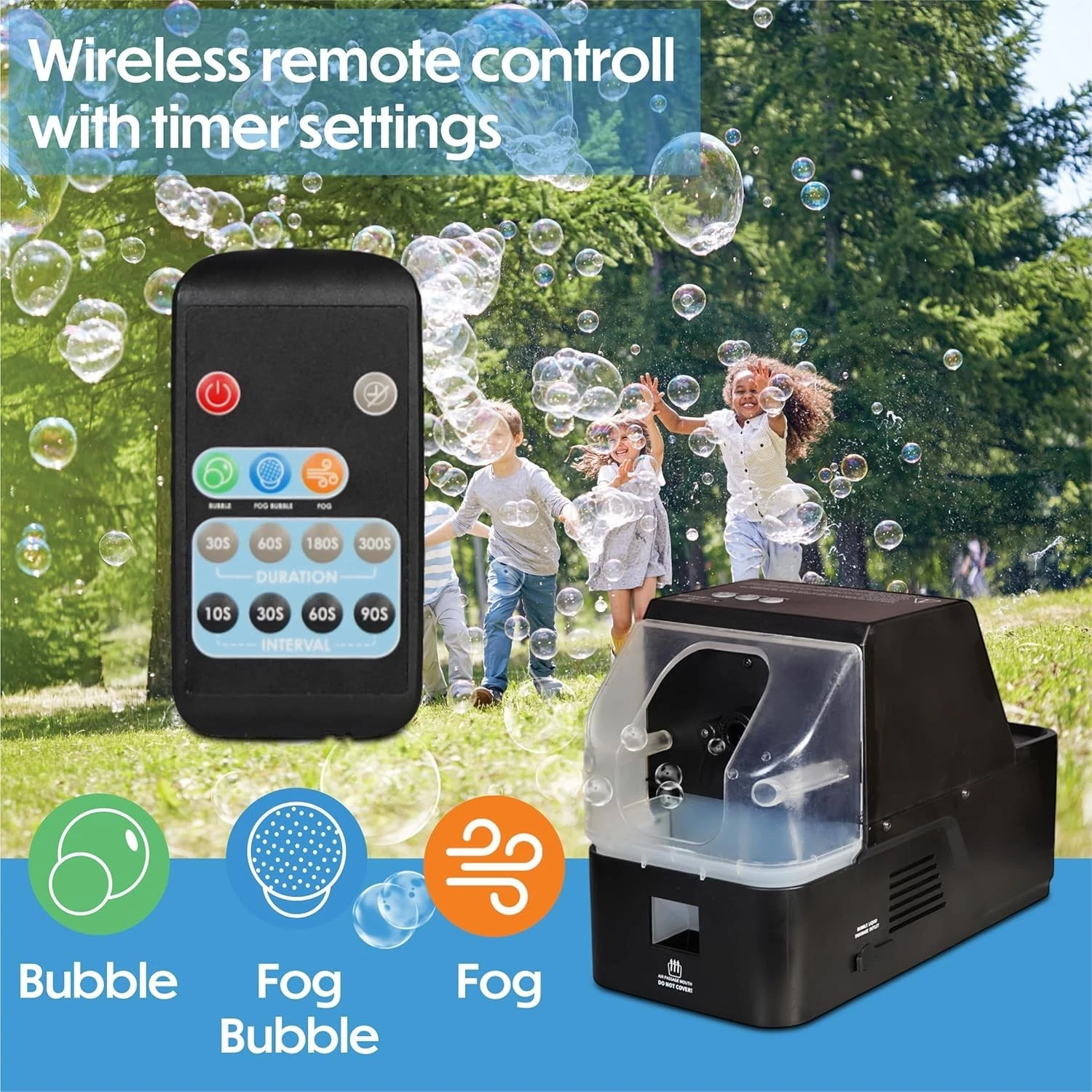 Bubble Smoke Machine 3-in-1 - with Remote Control - 450W