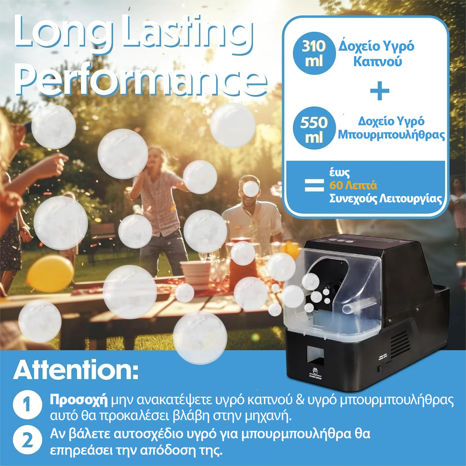 Bubble Smoke Machine 3-in-1 - with Remote Control - 450W