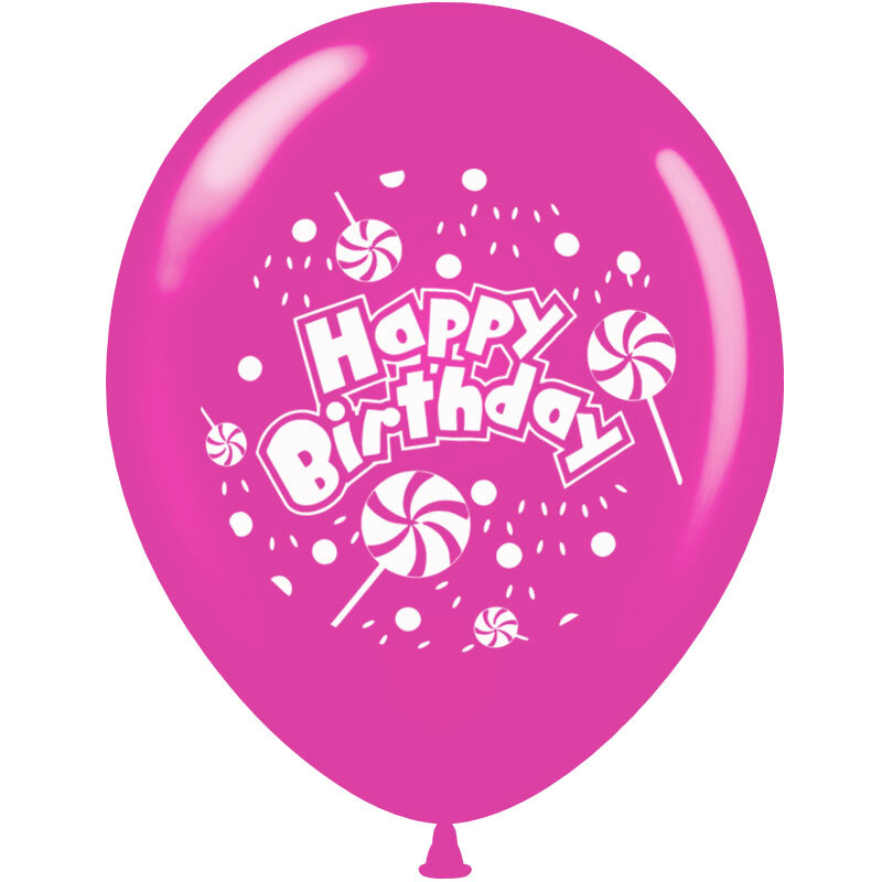 Μπαλόνια 12 ιντσών Happy Birthday lollipop | 15τεμ | 5 πλευρές εκτύπωση 2