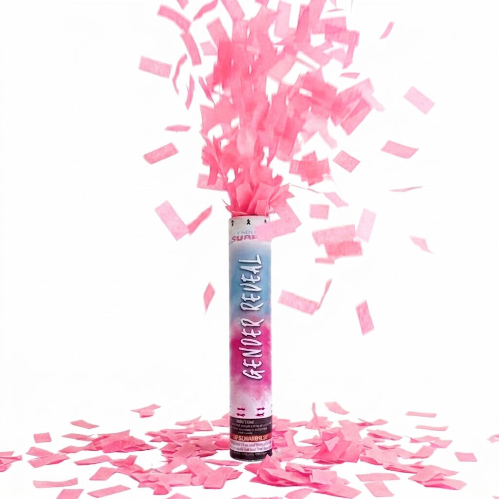 Pink Gender Reveal Confetti Cannon - 30 cm