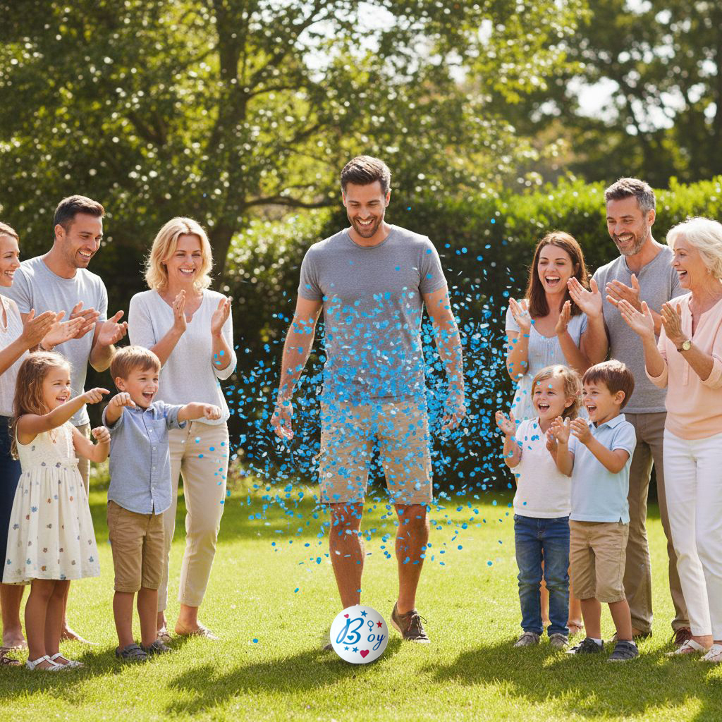 Μπάλα Gender Reveal Boy or Girl με Μπλε Κομφετί 2
