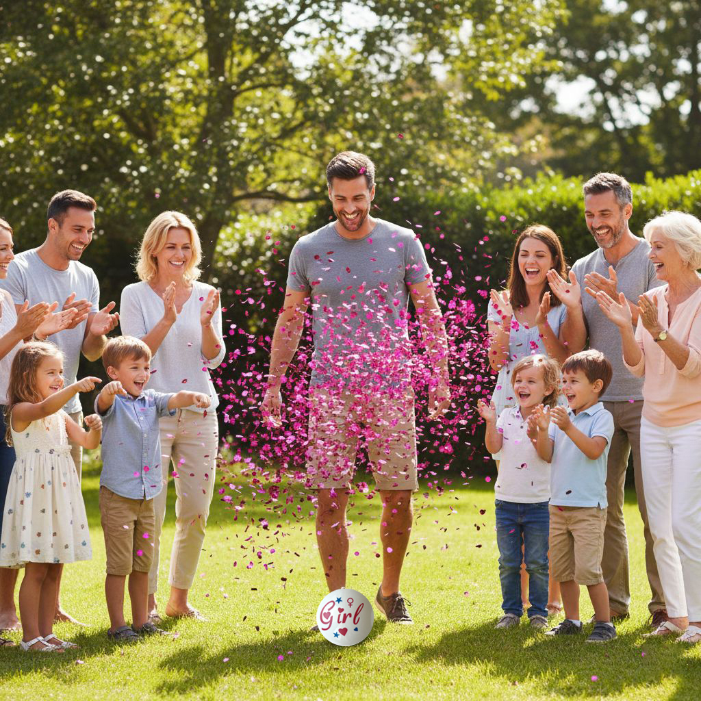 Μπάλα Gender Reveal Boy or Girl με Φούξια Κομφετί 2