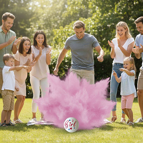 Μπάλα Gender Reveal Boy or Girl με Ροζ Πούδρα