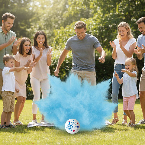 Μπάλα Gender Reveal Boy or Girl με Γαλάζια Πούδρα