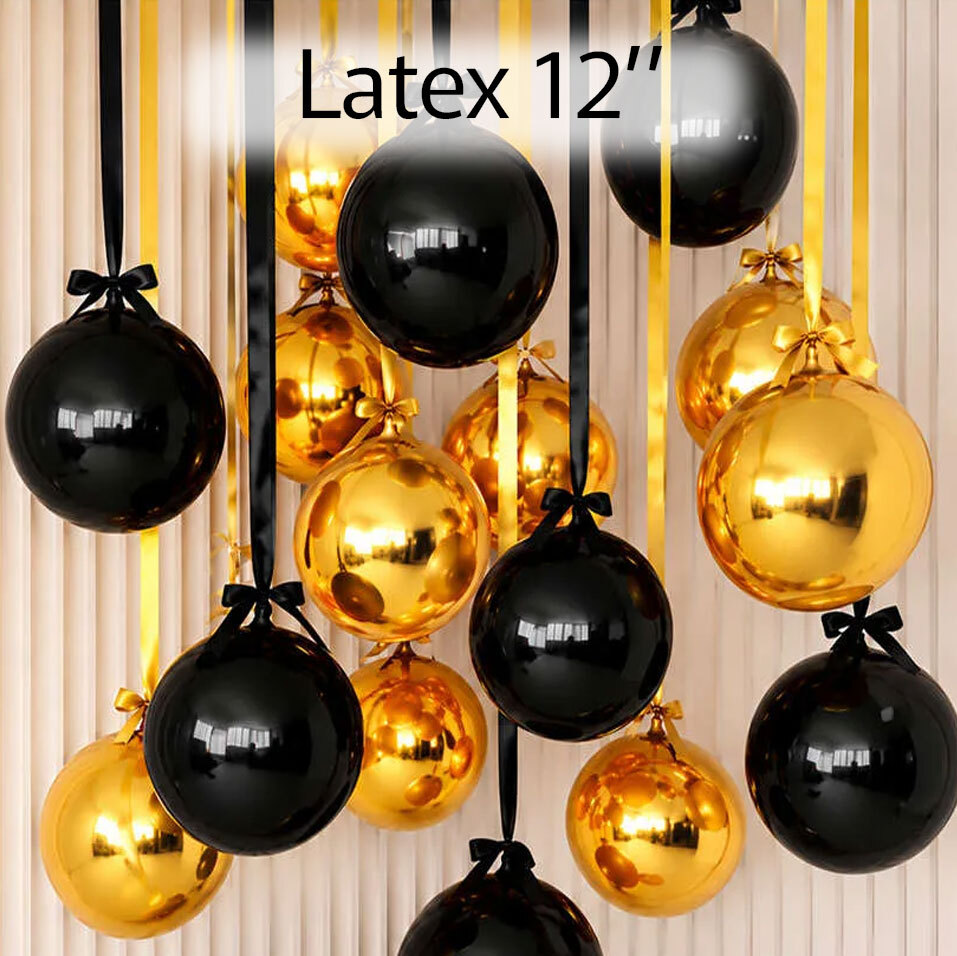 Μπαλόνια Latex Elegant Decoration Χρυσά Μαύρα σετ 69 τεμ (περιλαμβάνει τα μπαλόνια και τις κορδέλες τους)  