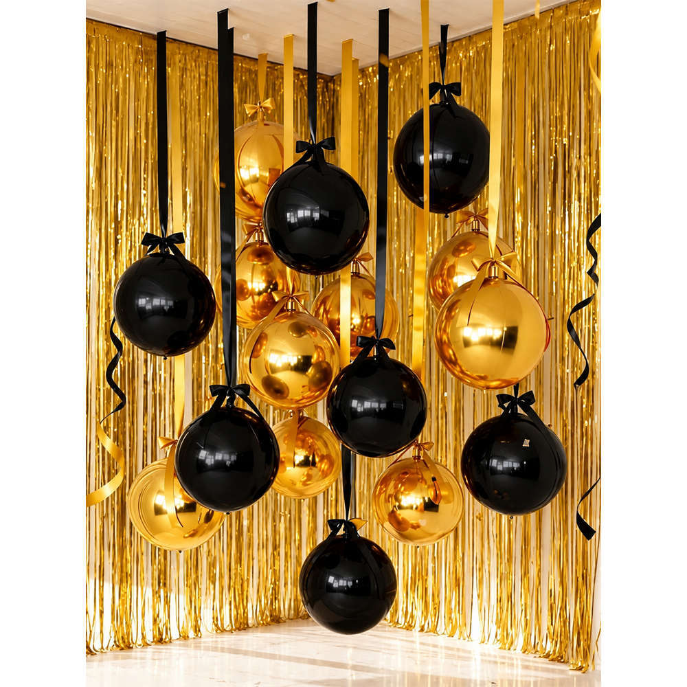 Μπαλόνια Latex Elegant Decoration Χρυσά Μαύρα σετ 69 τεμ (περιλαμβάνει τα μπαλόνια και τις κορδέλες τους)  