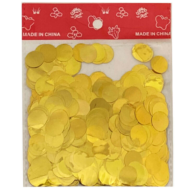 Στρογγυλό χρυσό κομφετί 1,5 cm, σακουλάκι 22 gr