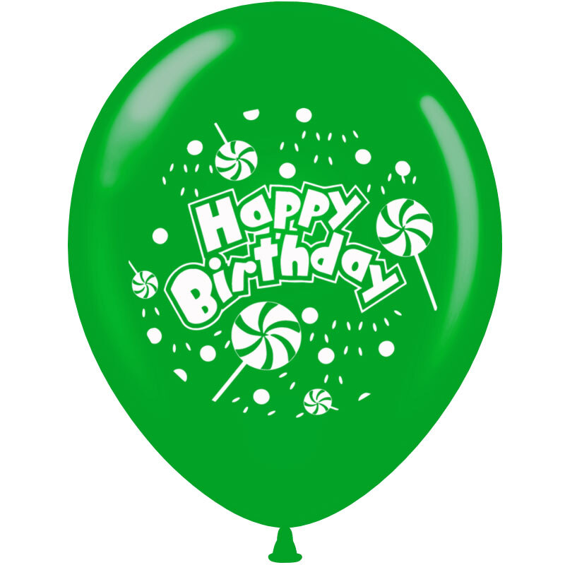 Μπαλόνια 12 ιντσών Happy Birthday lollipop | 15τεμ | 5 πλευρές εκτύπωση 3