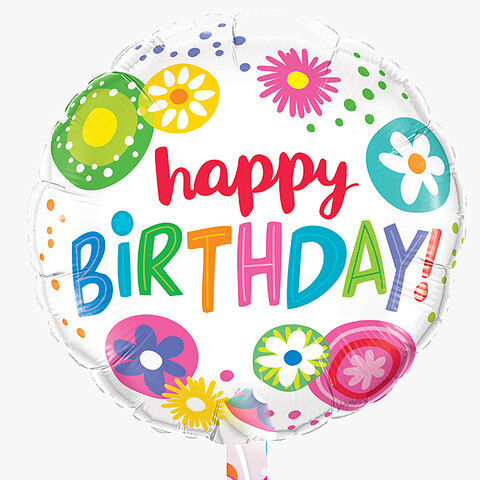 Μπαλόνι 18 ιντσών Happy Birthday λουλούδια-φρούτα