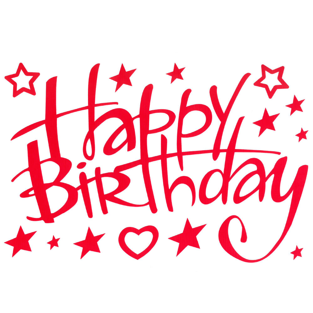 Happy Birthday red sticker with Disney font, for balloons