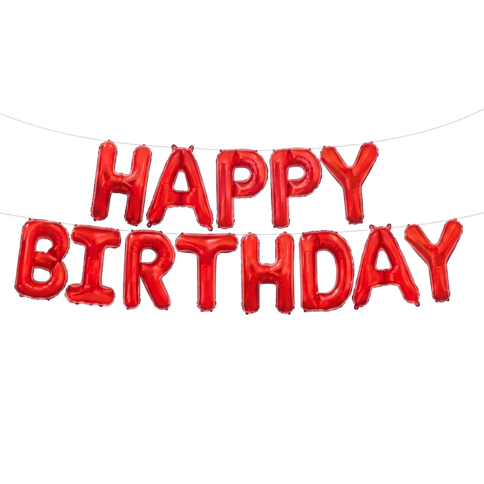 Μπαλόνια Γράμματα Κόκκινα Happy Birthday - Σχηματισμένη Λέξη - 34εκ ύψος (Συσκευασμένο)