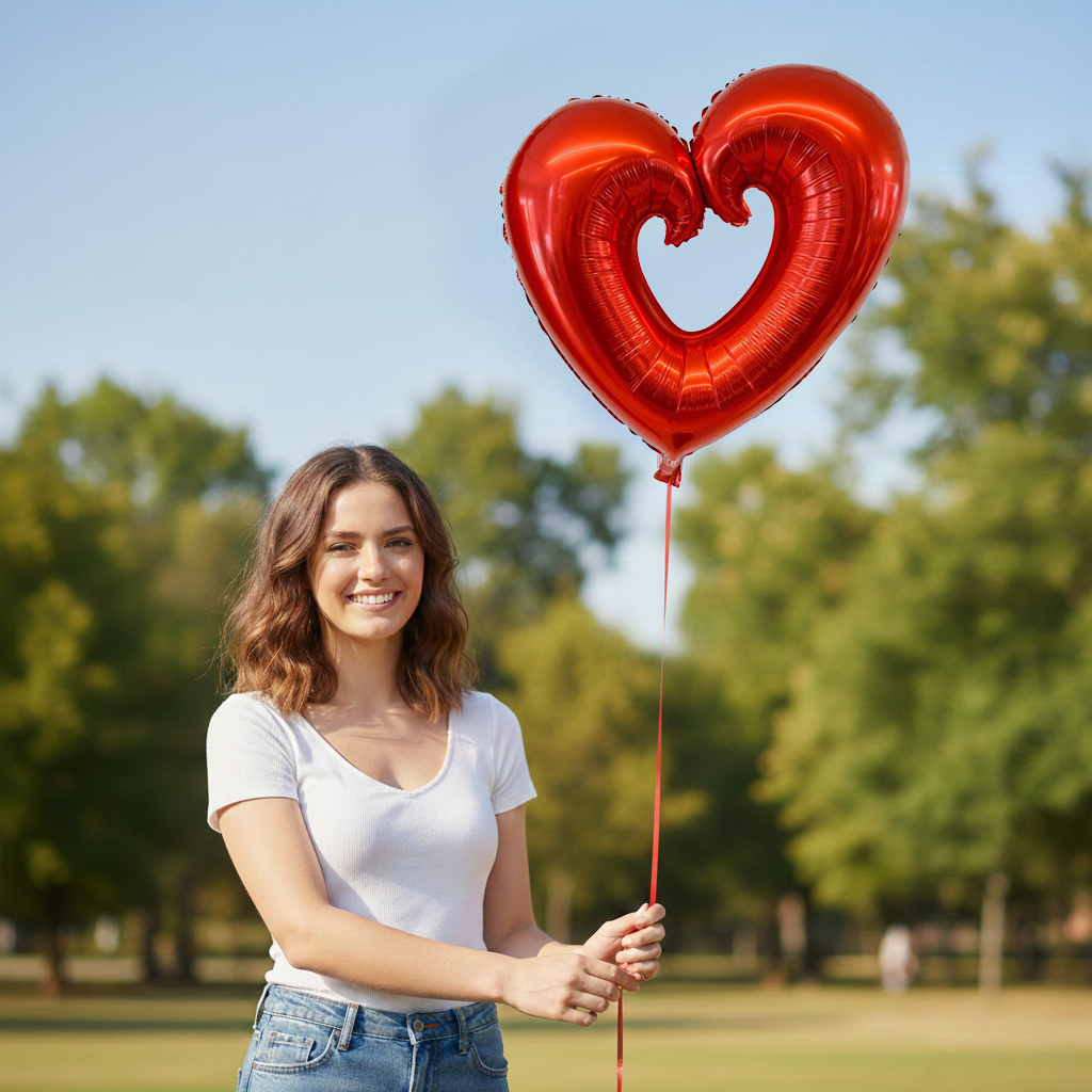 Μπαλόνι Καρδιά Κόκκινη με Τρύπα 24'' - Helium Economy Balloons 2