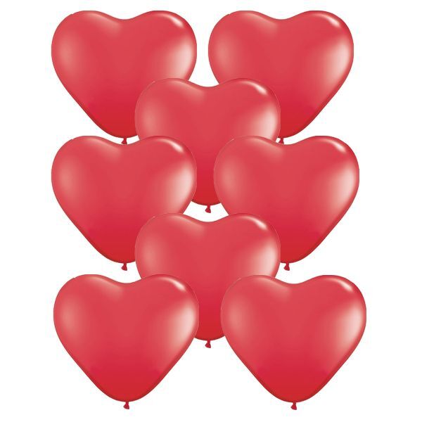 Balloons latex 11-inch hearts red 100 pcs