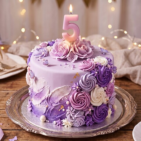 Candle Number 5 Lilac Pastel (Piece)