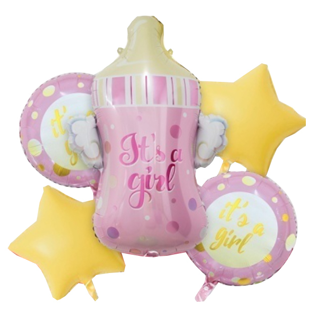 Balloons Set It's A Girl Bottle και Foil (5 pcs)
