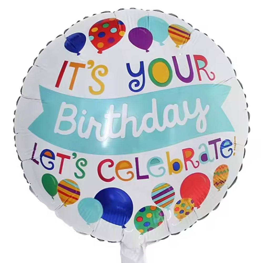 Μπαλόνι 18'' It's Your Birthday Let's Celebrate (Συσκευασμένο)