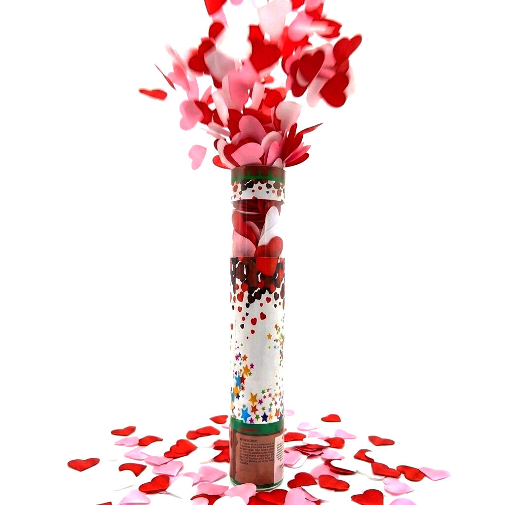 Cannon with White-Pink-Red Fabric Hearts - 40cm Tube