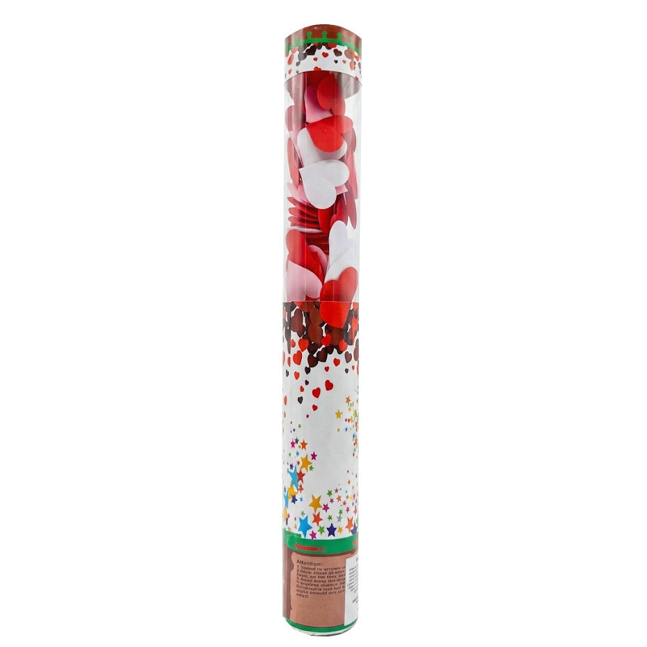 Cannon with White-Pink-Red Fabric Hearts - 40cm Tube