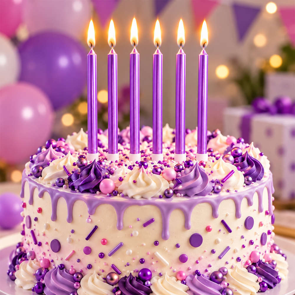 Candle Birthday Lilac (6 pieces) 14cm