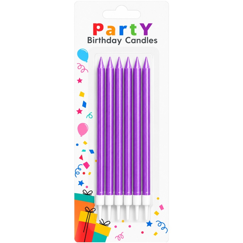 Candle Birthday Lilac (6 pieces) 14cm