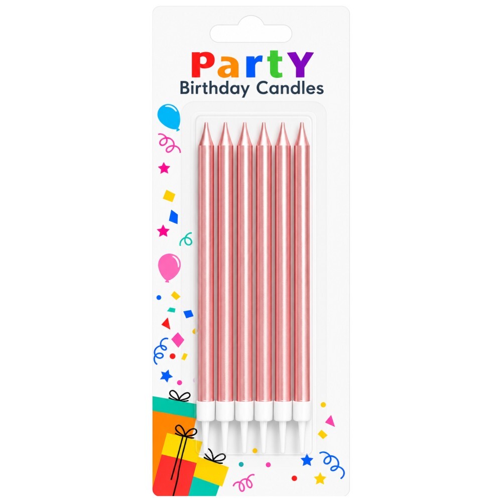 Candle Birthday Rose Gold (6 pieces) 14cm