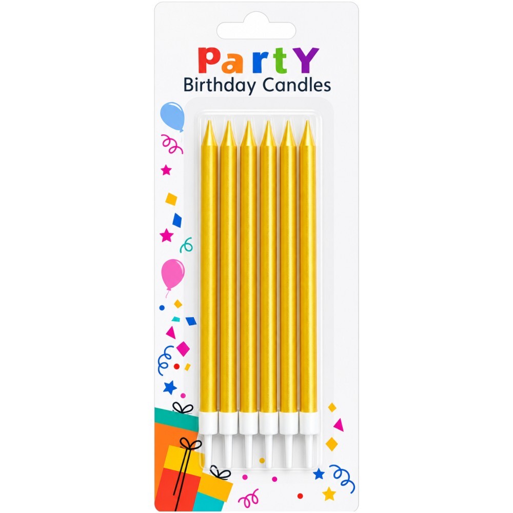 Candle Birthday Gold (6 pieces) 14cm