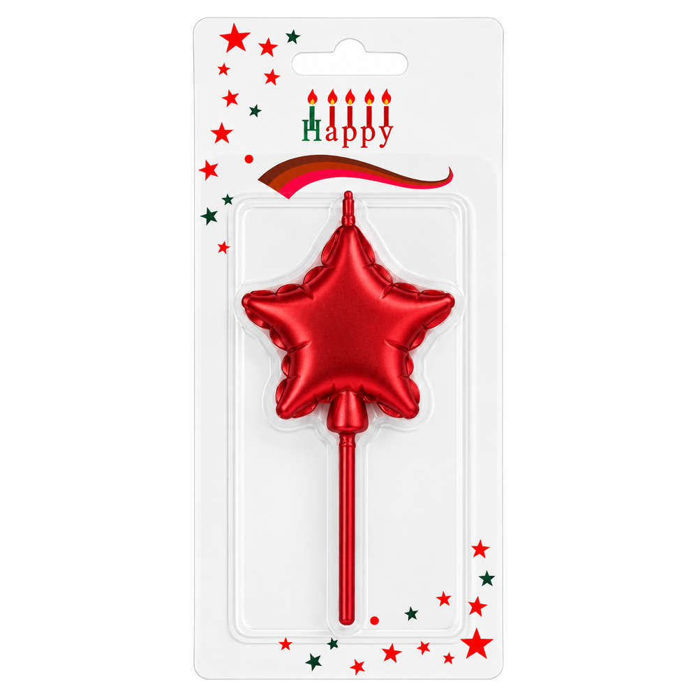 Candle Birthday Star Red 13cm (Piece)
