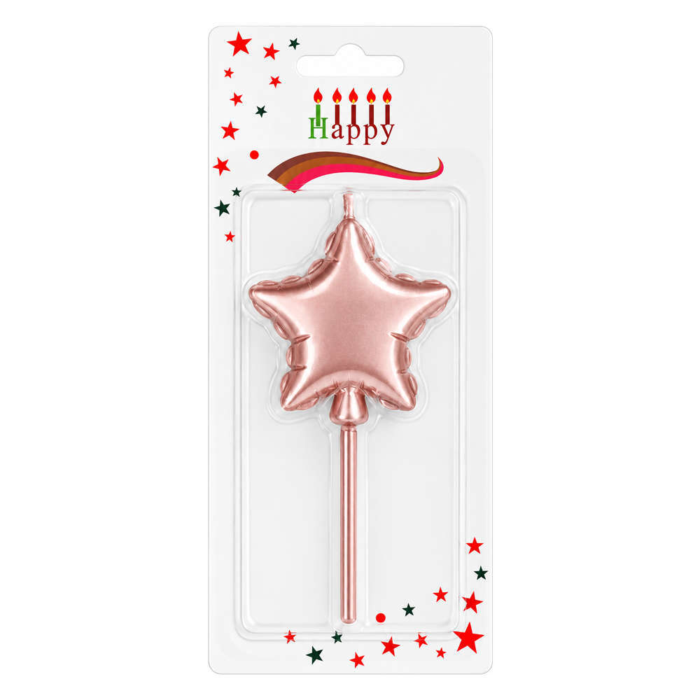 Candle Birthday Star Rose Gold 13cm (Piece)