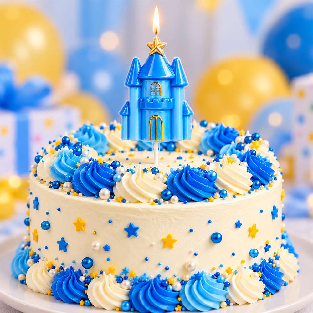 Candle Birthday Prince Castle Light Blue 15cm (Piece)