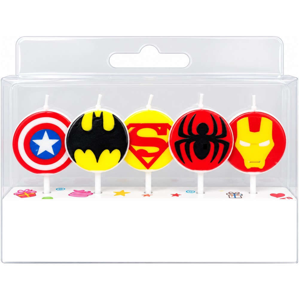 Candles Birthday Superheroes (5 pieces) 6cm