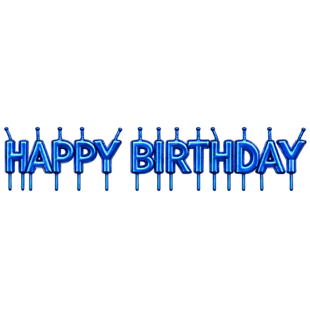 Κεράκια Happy Birthday Μπλε Chrome (13 τεμάχια) 7 εκατοστά