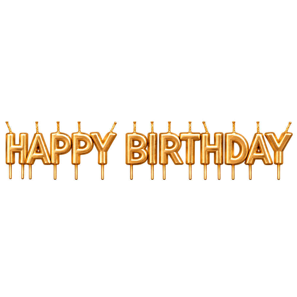 Κεράκια Happy Birthday Χρυσό Chrome (13 τεμάχια) 7 εκατοστά