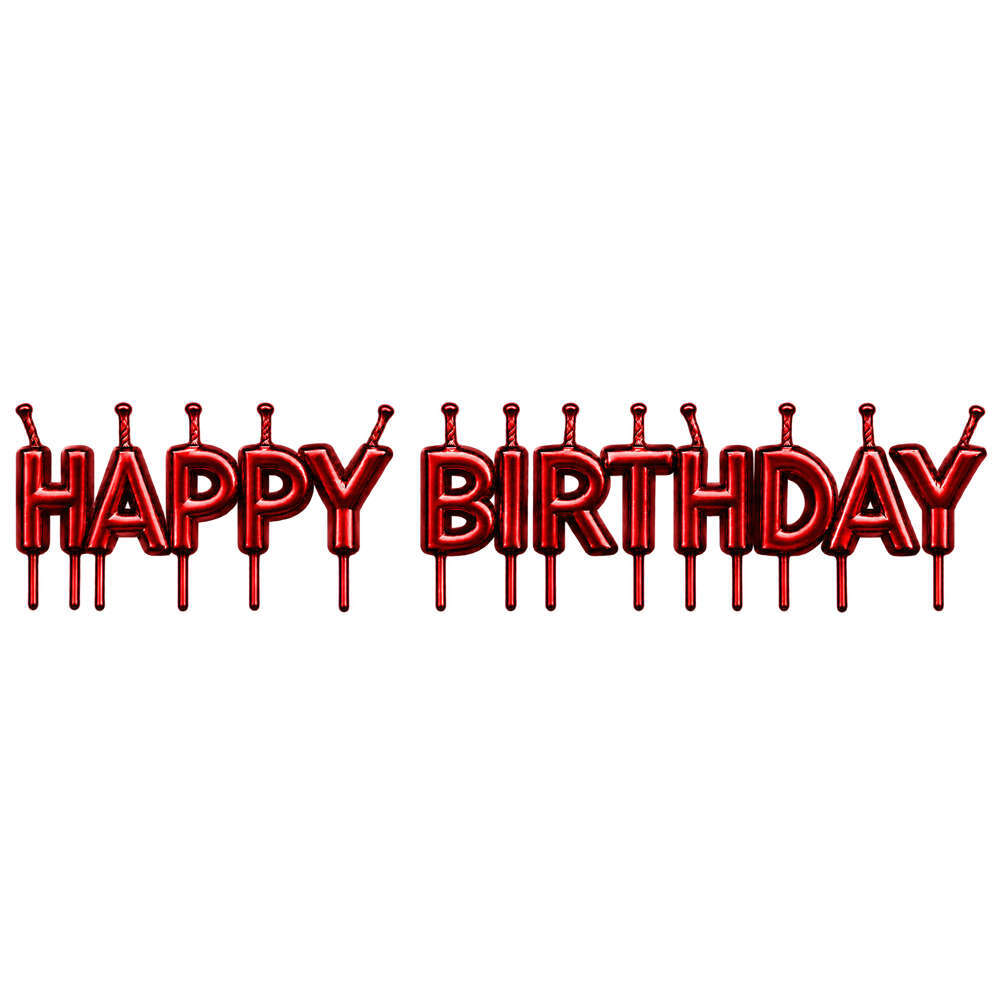 Κεράκια Happy Birthday Κόκκινο Chrome (13 τεμάχια) 7 εκατοστά