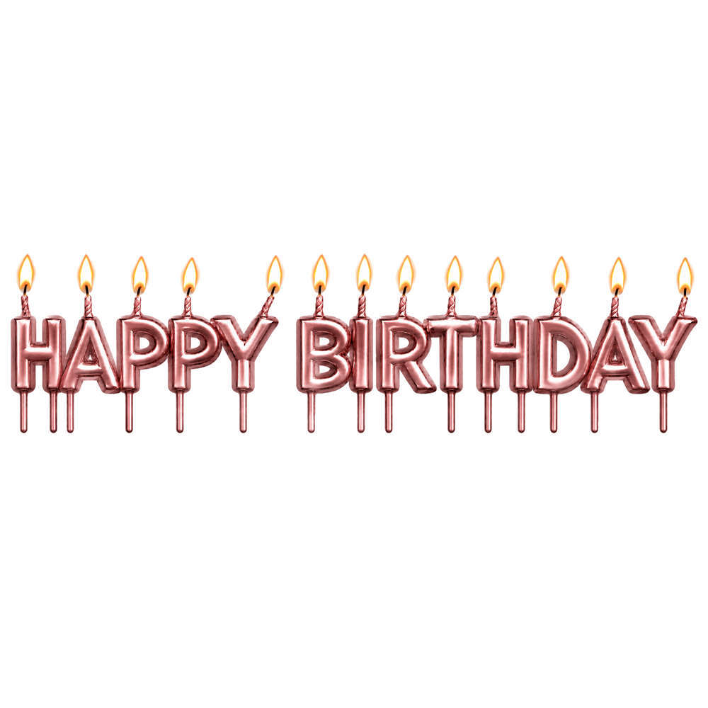 Κεράκια Happy Birthday Rose Gold Chrome (13 τεμάχια) 7 εκατοστά