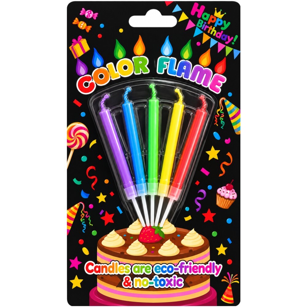Candles Birthday Different Colors (5 pieces) 8cm