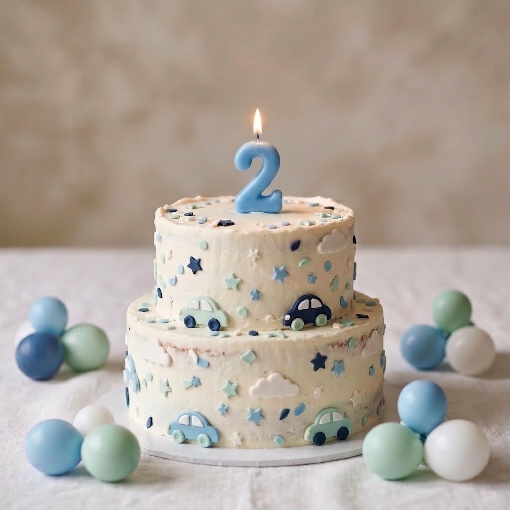 Candle Number 2 Light Blue Pastel (Piece)
