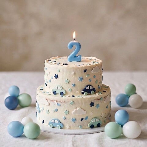 Candle Number 2 Light Blue Pastel (Piece)