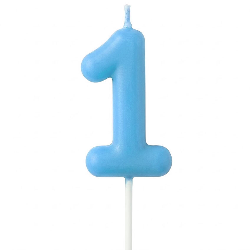 Candle Number 1 Light Blue Pastel (Piece)