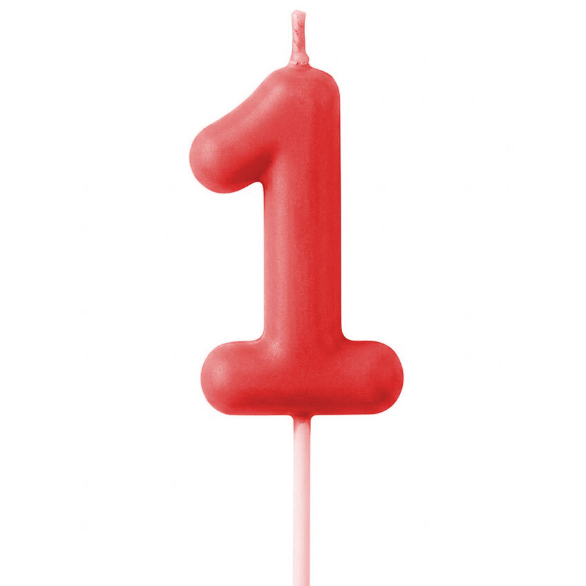 Candle Number 1 Red Pastel (Piece)