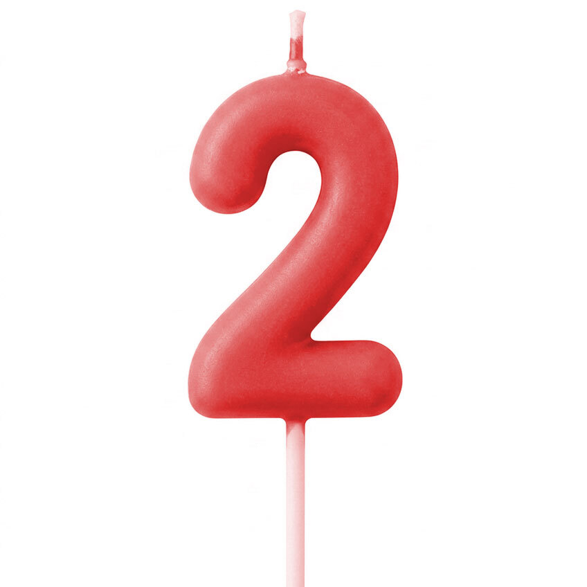 Candle Number 2 Red Pastel (Piece)