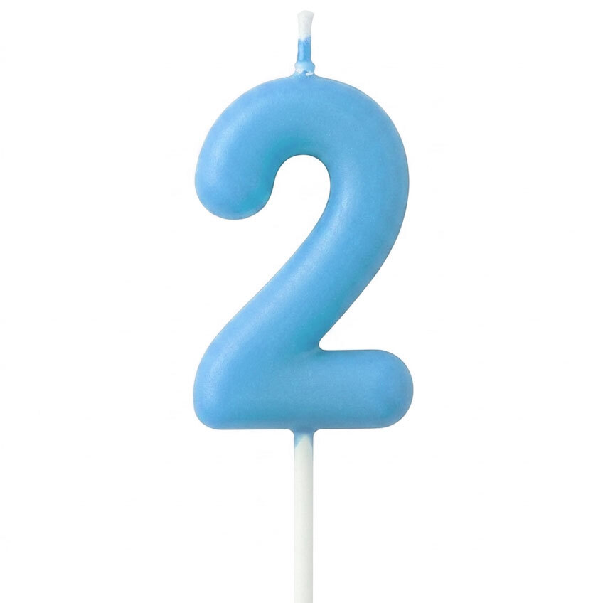 Candle Number 2 Light Blue Pastel (Piece)