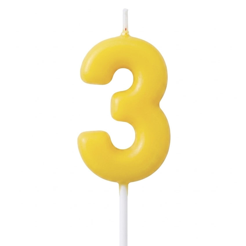 Candle Number 3 Yellow Pastel (Piece)