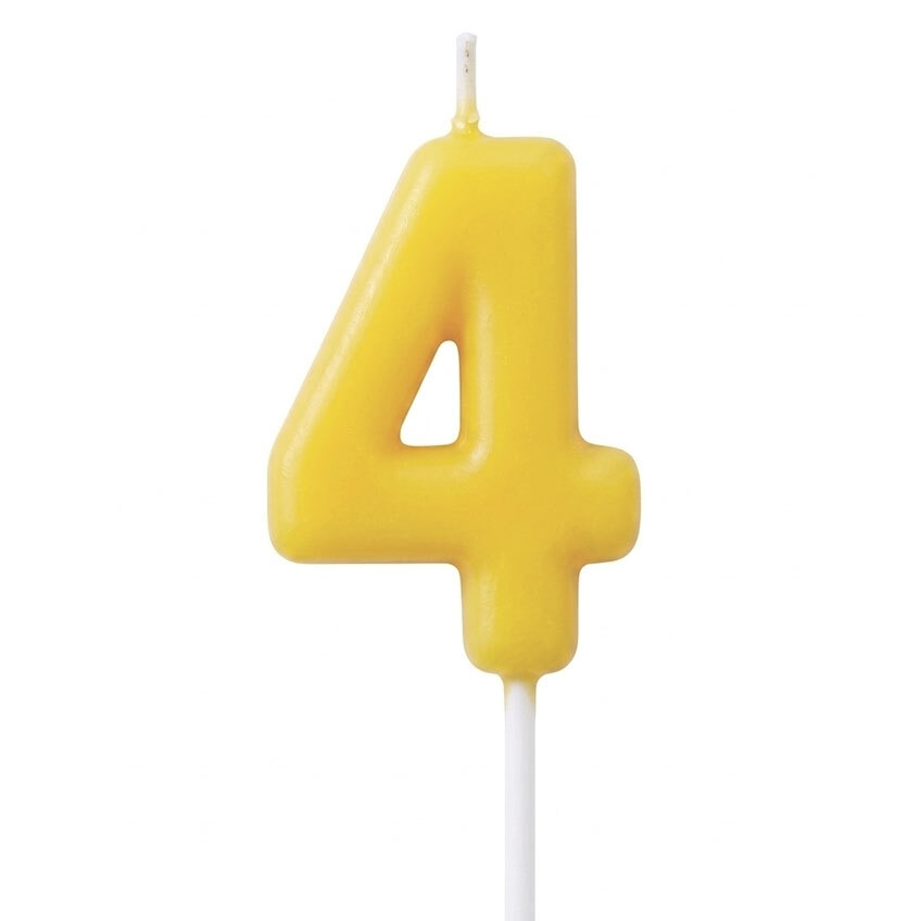 Candle Number 4 Yellow Pastel (Piece)