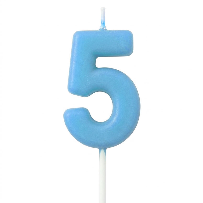 Candle Number 5 Light Blue Pastel (Piece)