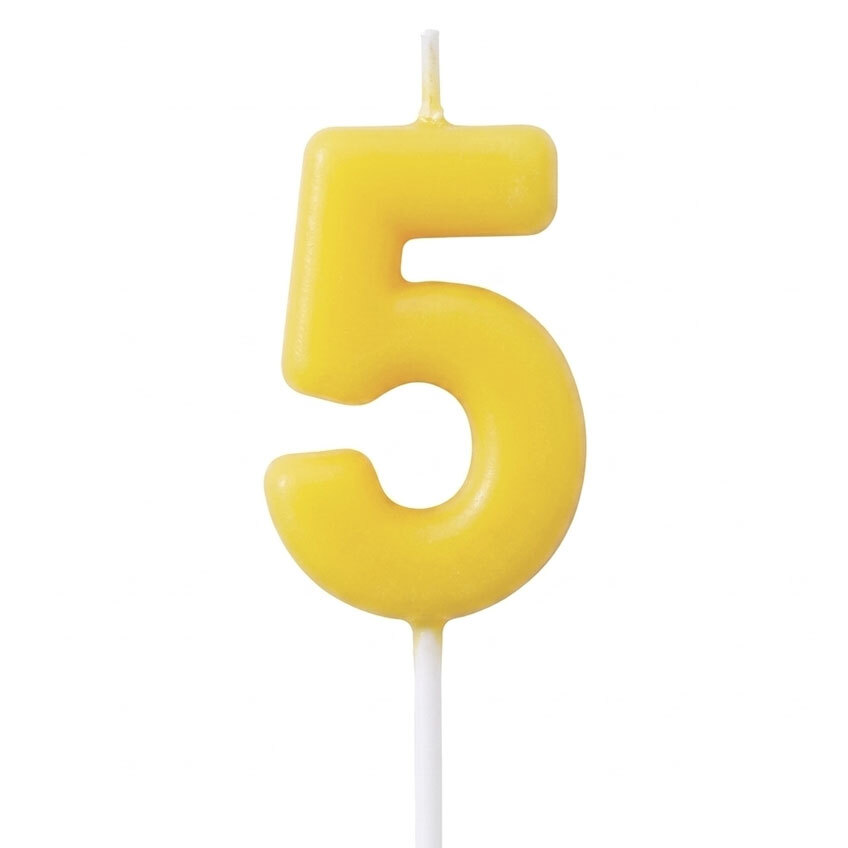 Candle Number 5 Yellow Pastel (Piece)