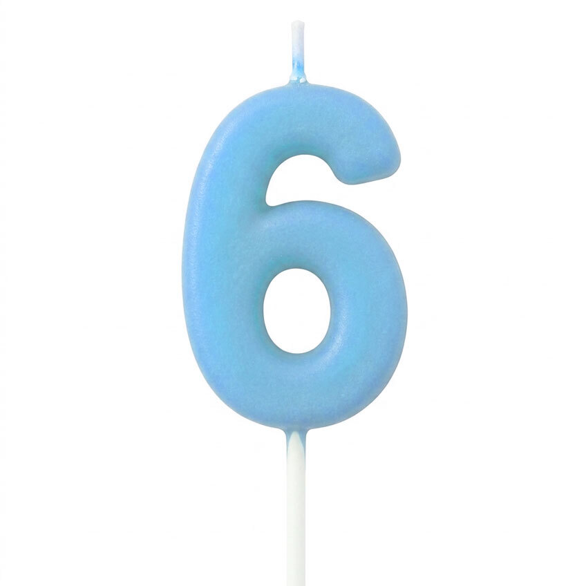 Candle Number 6 Light Blue Pastel (Piece)