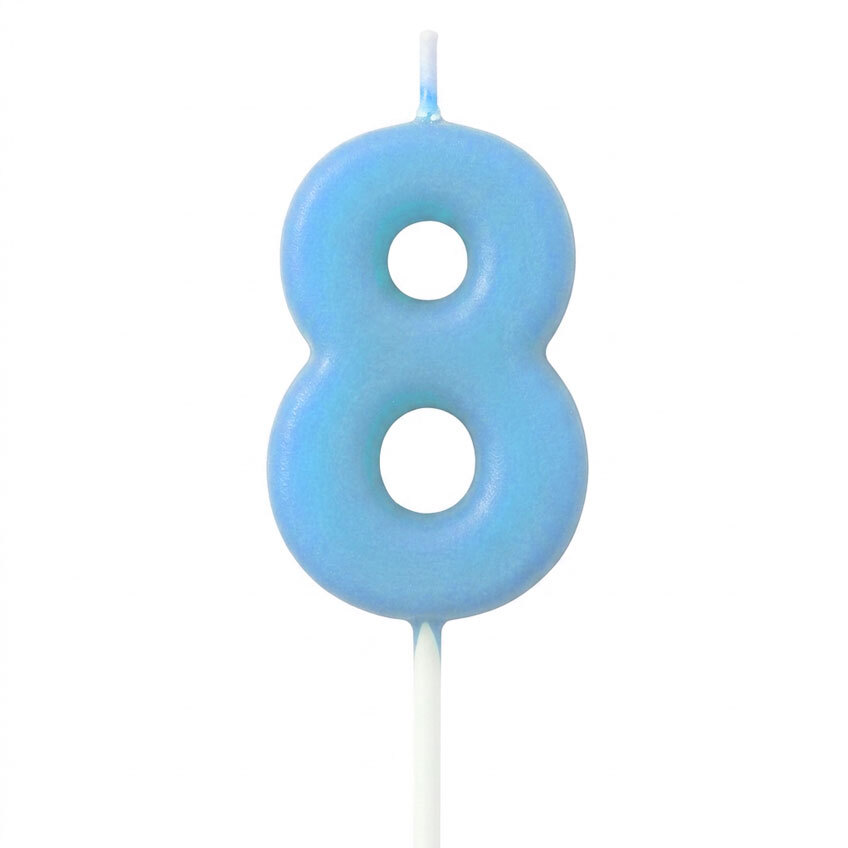 Candle Number 8 Light Blue Pastel (Piece)