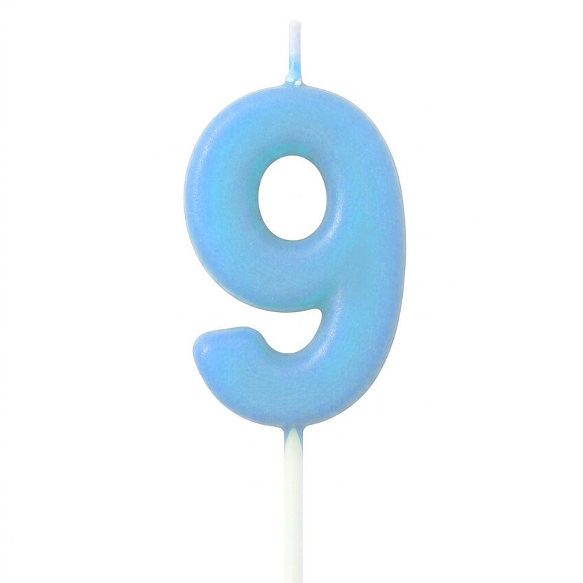 Candle Number 9 Light Blue Pastel (Piece)