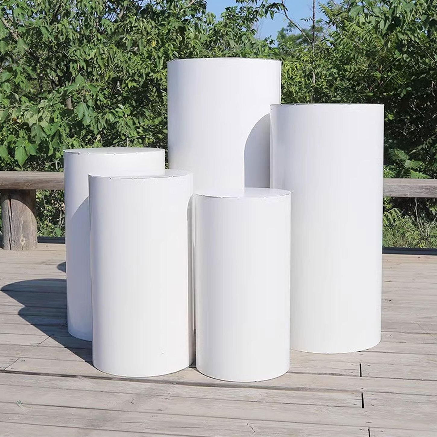 Cylindrical Display Pedestals for Wedding & Baptism Decoration (5 pieces)