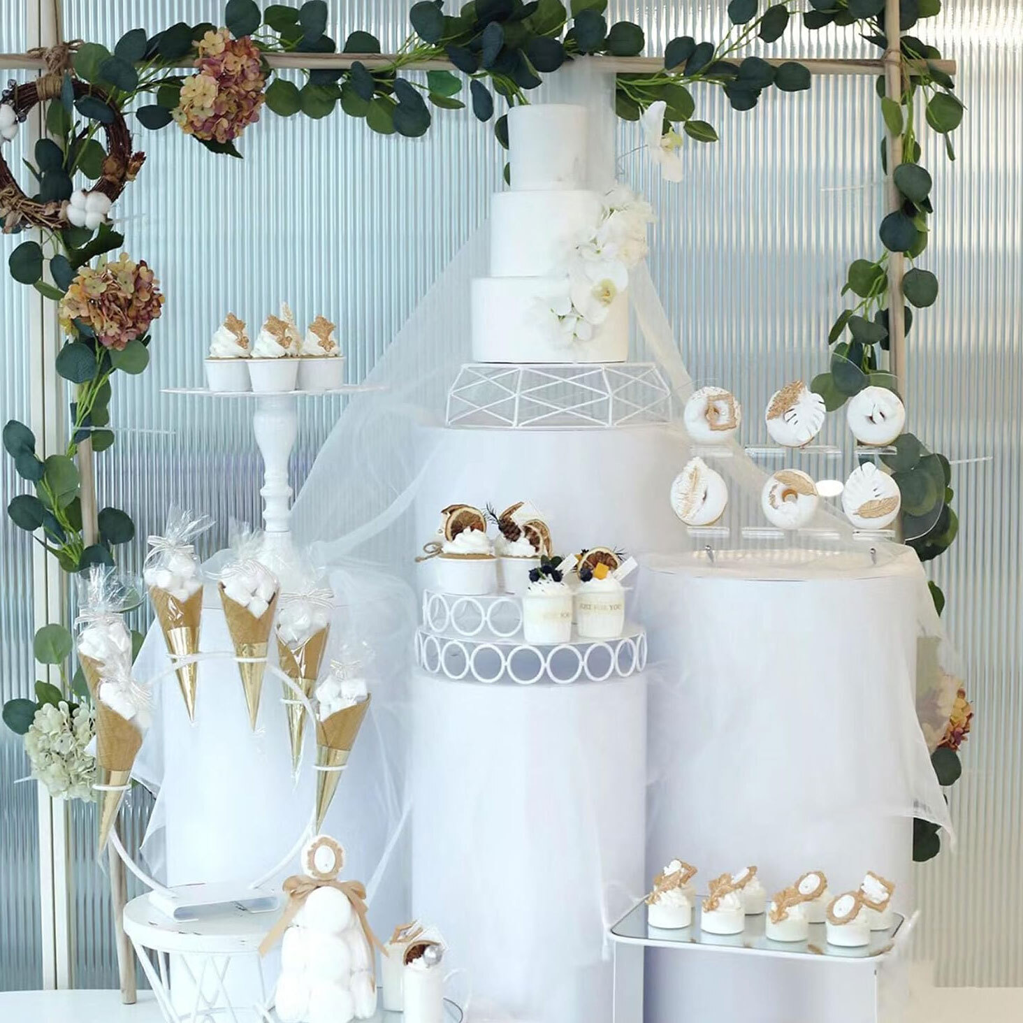 Cylindrical Display Pedestals for Wedding & Baptism Decoration (5 pieces)